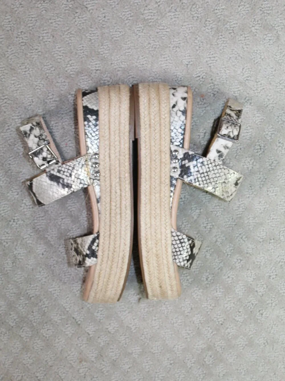 Steve Madden Fifer Size 9 Platform Snakeskin Print Espadrille Sandals